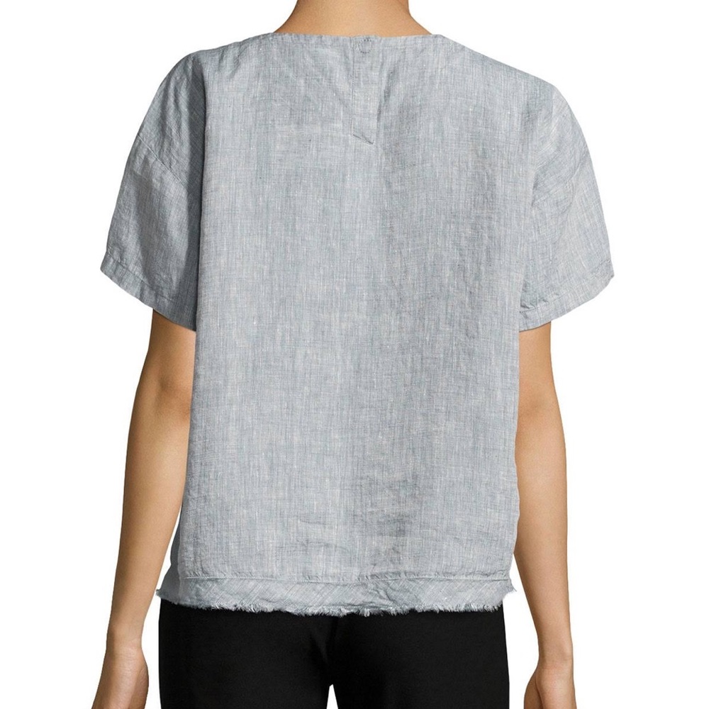 Eileen Fisher linen patch pocket organic linen boxy top XS like new - Picture 2 of 11